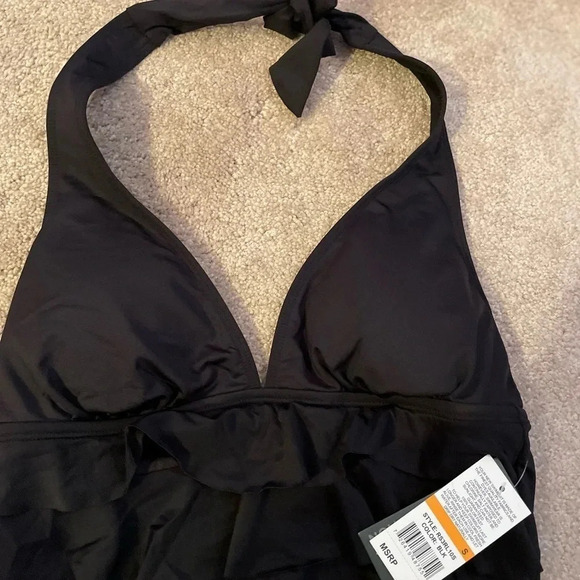 Kenneth Cole Ruffle-Licious Tiered Halter Neck Swimsuit size small black - Picture 11 of 16